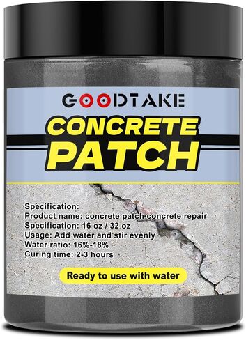 GOODTAKE Concrete Repair, Concrete Patch for Repairing Spalls and Cracks in Concrete's and Masonry, Cement Crack Filler & Floor Repair Cement - Interior/Exterior (Grey, 16 Ounce) in Kuwait