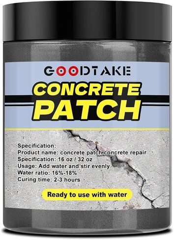 GOODTAKE Concrete Repair, Concrete Patch for Repairing Spalls and Cracks in Concrete's and Masonry, Cement Crack Filler & Floor Repair Cement - Interior/Exterior (Grey, 16 Ounce) in Kuwait