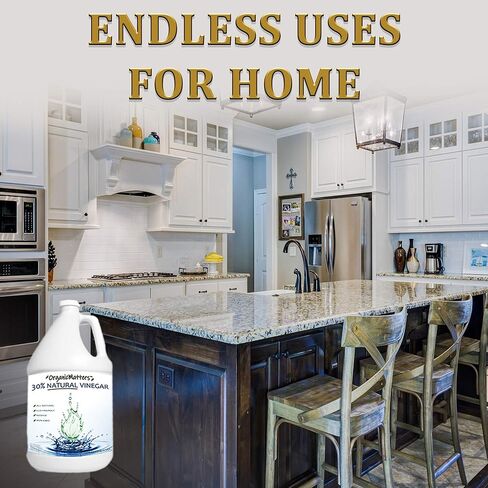 OrganicMatters Vinegar 30% Organic Industrial Cleaning Agent Concentrate, Pure Non-GMO Kosher All-Purpose Home & Garden Vinegar, Eco-Friendly (128 oz Gallon Refill) in Saudi Arabia
