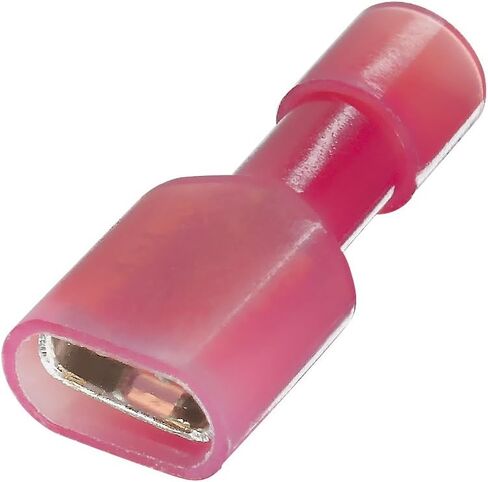 100 PCS Red Female Nylon Disconnect Spade Terminal ، 22-16 Gauge ، موصل تجعيد معزول بالكامل لاستخدام البحرية والسيارات-وعاء النحاس المطلي بحد أقصى 0.25 بوصة in Saudi Arabia