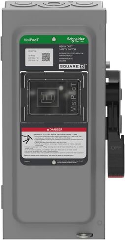 Square D Square D بواسطة Schneider Electric VHU361 Visipact Huffice Safety مع نافذة العرض ومؤشرات Red (ON) والأسود (OFF) ، غير مستخدم 3 عمود ، 30A ، 600VAC/600VDC ، النوع 1 in Saudi Arabia
