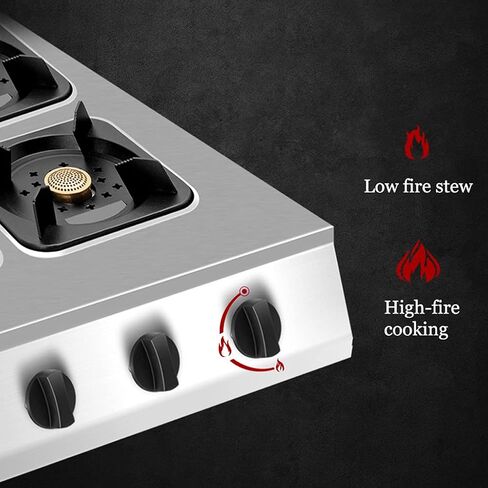 Commercial Stainless Steel Pot Stove, 3/4/6/8 Gas Range, Energy Saving Liquefied Gas/Natural Gas Stove(Natural Gas 6 heads) (Liquefied Gas 4 heads (B)) in Saudi Arabia