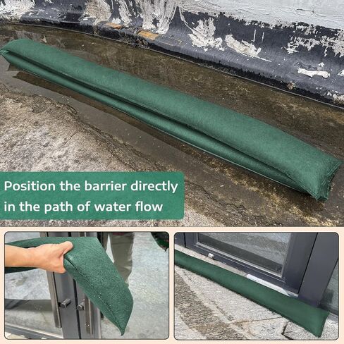 6 أجزاء من الحاجز المائي للفيضانات 5 أقدام × 6.5 بوصة حواجز للفيضانات الماصة للمياه المنزلية تنشيط رمل رمل رمل قابلة لإعادة الاستخدام امتصاص المياه للعبور للوقاية من قبالة المطر الأسود in Kuwait