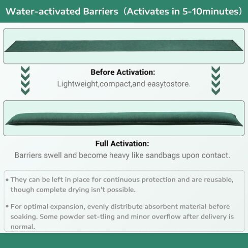 6 أجزاء من الحاجز المائي للفيضانات 5 أقدام × 6.5 بوصة حواجز للفيضانات الماصة للمياه المنزلية تنشيط رمل رمل رمل قابلة لإعادة الاستخدام امتصاص المياه للعبور للوقاية من قبالة المطر الأسود in Kuwait