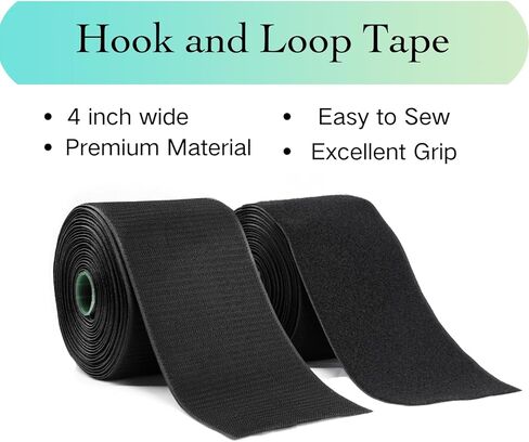 4 Inch x 20 Feet Black Hook and Loop Tape Heavy Duty, Keep Couch Cushions Carpet Rugs from Sliding, Ysibbon Adhesive Hook and Loop Strips for Home Wall Sofa Office in Kuwait