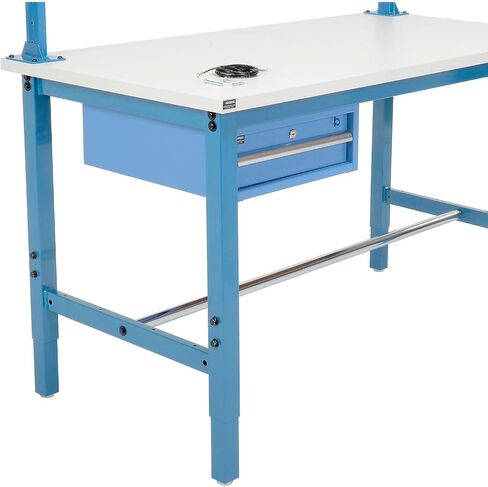 Global Industrial 72" W x 30" D Workbench, 1-5/8" Thick ESD Laminate Square Edge w/Drawer, Upright & Shelf, Blue in Saudi Arabia