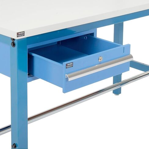 Global Industrial 72" W x 30" D Workbench, 1-5/8" Thick ESD Laminate Square Edge w/Drawer, Upright & Shelf, Blue in Saudi Arabia