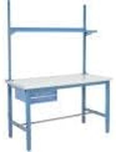 Global Industrial 60" W x 30" D Workbench, 1-5/8" Thick Plastic Laminate Safety Edge with Drawer, Upright & Shelf, Blue in Saudi Arabia