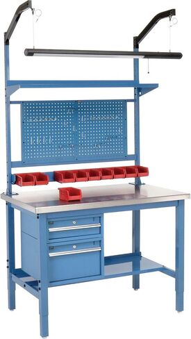 Global Industrial 48 "W X 30" D Workbench ، 1-1/2 "حافة مربعة سميكة من الفولاذ المقاوم للصدأ in Saudi Arabia