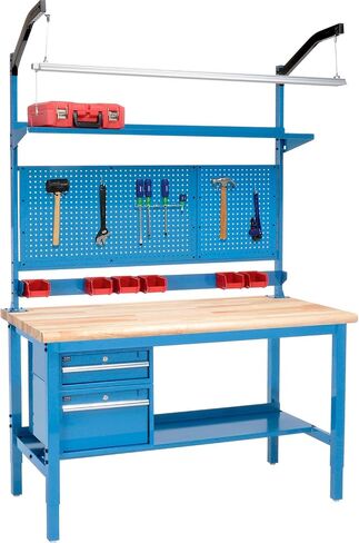 Global Industrial 60 "W X 30" D Workbench ، 1-3/4 "سميك من حافة السلامة من القيقب الكامل ، الأزرق in Saudi Arabia