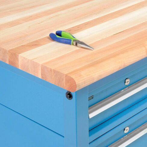 Global Industrial 60 "W X 30" D Workbench ، 1-3/4 "سميك من حافة السلامة من القيقب الكامل ، الأزرق in Saudi Arabia