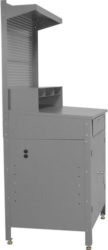 34-1/2 "W X 30" D X 80 "H Cabinet Shop Desk مع حمامات الحمام ، PEGBOARD و TOP SHELL ، الرمادي in Saudi Arabia
