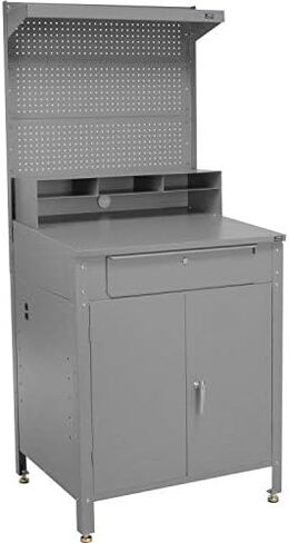 34-1/2 "W X 30" D X 80 "H Cabinet Shop Desk مع حمامات الحمام ، PEGBOARD و TOP SHELL ، الرمادي in Saudi Arabia