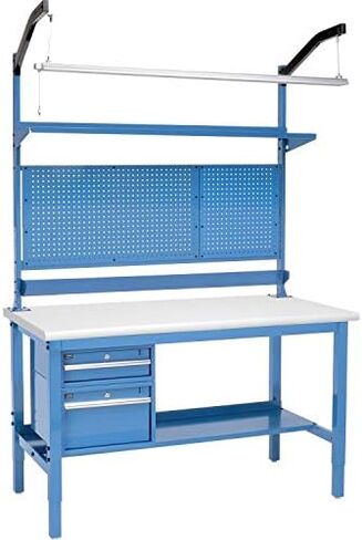 Global Industrial 60"W x 30"D Workbench, 1-1/4" Thick ESD Laminate Safety Edge Complete Bench, Blue in Saudi Arabia
