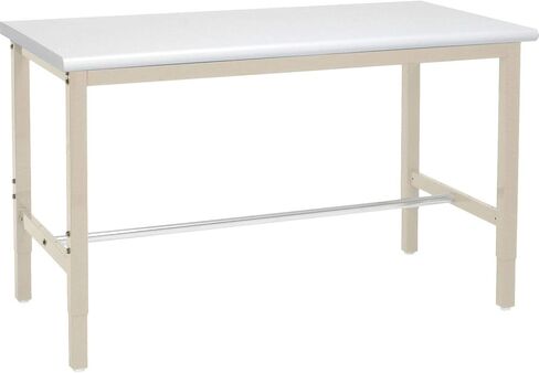 الصناعي العالمي 72 "W × 30" د طاولة عمل قابلة للتعديل ، 1-5/8 "حافة سلامة الصفائح البلاستيكية السميكة ، تان in Saudi Arabia