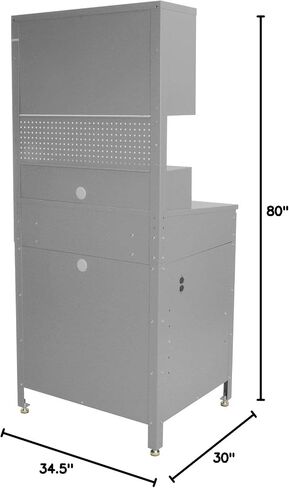 34-1/2"W x 30"D x 80"H Cabinet Shop Desk with Pigeonhole Riser, Pegboard & Upper Cabinet, Gray in Saudi Arabia