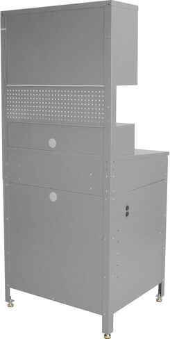 34-1/2"W x 30"D x 80"H Cabinet Shop Desk with Pigeonhole Riser, Pegboard & Upper Cabinet, Gray in Saudi Arabia