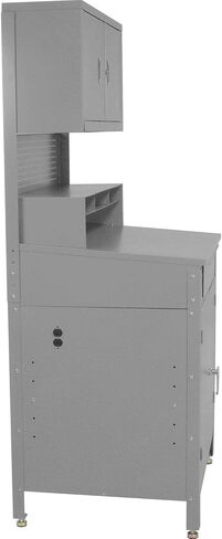 34-1/2"W x 30"D x 80"H Cabinet Shop Desk with Pigeonhole Riser, Pegboard & Upper Cabinet, Gray in Saudi Arabia