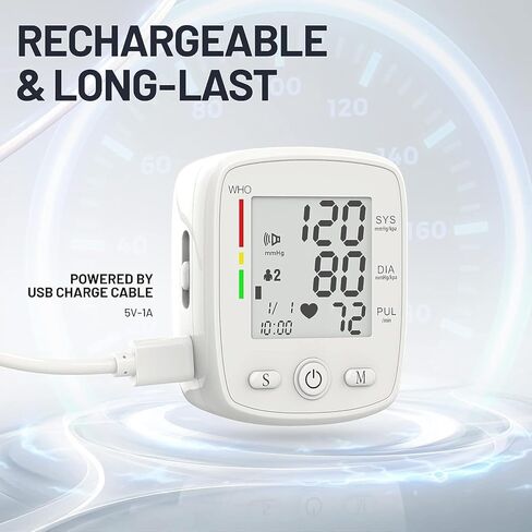 جهاز مراقبة ضغط الدم من المعصم، جهاز قياس ضغط الدم الرقمي، جهاز ضغط الدم القابل لإعادة الشحن، مزود بذاكرة 2 × 99 قراءة، شاشة LCD كبيرة الحجم، بث صوتي، حقيبة حمل محمولة in Kuwait