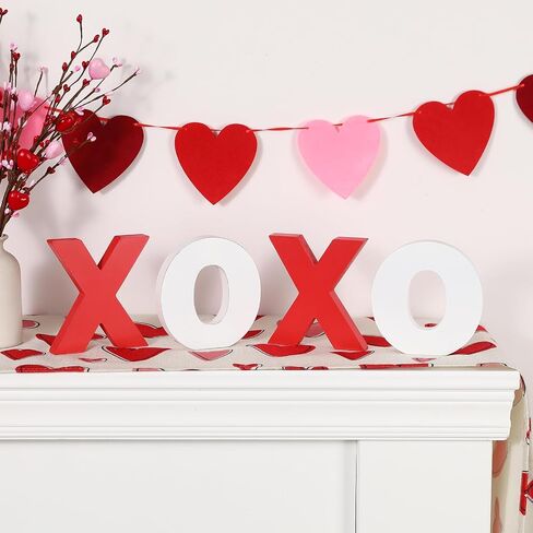 عيد الحب يوم الديكور وودن xoxo tabletop تسجيل التوقيع الكلاسيكي الأبيض عيد الحب ديكورات للمنزل الجرف الجرف رف موقد حفلات الزفاف لوازم حفلات الزفاف in Saudi Arabia