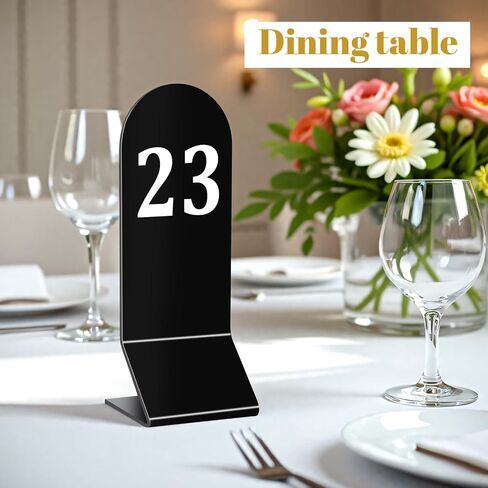 25 Pcs Table Numbers 1-25, Acrylic Double Sided Number Cards Wedding Table Numbers Restaurant Reception Number Stands Signs for Wedding Restaurant Seating Cafes Banquet 2.36 x 6.3 Inch(Black) in Saudi Arabia