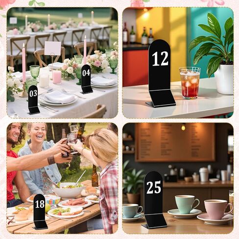 25 Pcs Table Numbers 1-25, Acrylic Double Sided Number Cards Wedding Table Numbers Restaurant Reception Number Stands Signs for Wedding Restaurant Seating Cafes Banquet 2.36 x 6.3 Inch(Black) in Saudi Arabia