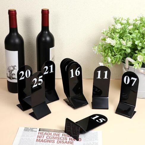 25 Pcs Table Numbers 1-25, Acrylic Double Sided Number Cards Wedding Table Numbers Restaurant Reception Number Stands Signs for Wedding Restaurant Seating Cafes Banquet 2.36 x 6.3 Inch(Black) in Saudi Arabia