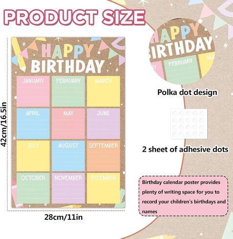 2PCS BOHO CONFETTI عيد ميلاد سعيد ملصق مخطط ملصق مجموعة COSSETID تقويمات عيد ميلاد مخططات نشرة الملصقات للعودة إلى فصول المدرسة in Kuwait