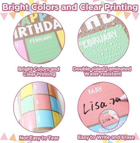 2PCS BOHO CONFETTI عيد ميلاد سعيد ملصق مخطط ملصق مجموعة COSSETID تقويمات عيد ميلاد مخططات نشرة الملصقات للعودة إلى فصول المدرسة in Kuwait
