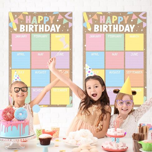 2PCS BOHO CONFETTI عيد ميلاد سعيد ملصق مخطط ملصق مجموعة COSSETID تقويمات عيد ميلاد مخططات نشرة الملصقات للعودة إلى فصول المدرسة in Kuwait