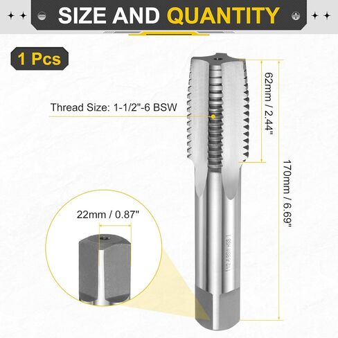 UXCELL HAND TAPER TAPP 1-1/2 "-6 BSW THERM TAPER TAPS TAPS STRALLE in Kuwait