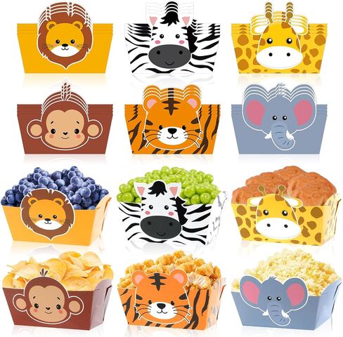 24 حزمة غابة Safari Animals Party Supplies حديقة حيوانات قابلة للتخلص من الأطعمة الغذائية الصواني البرية للحيوانات البرية حفلات عيد ميلاد الأزخ in Saudi Arabia