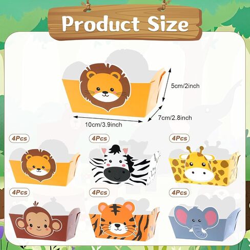 24 حزمة غابة Safari Animals Party Supplies حديقة حيوانات قابلة للتخلص من الأطعمة الغذائية الصواني البرية للحيوانات البرية حفلات عيد ميلاد الأزخ in Saudi Arabia