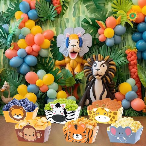 24 حزمة غابة Safari Animals Party Supplies حديقة حيوانات قابلة للتخلص من الأطعمة الغذائية الصواني البرية للحيوانات البرية حفلات عيد ميلاد الأزخ in Saudi Arabia