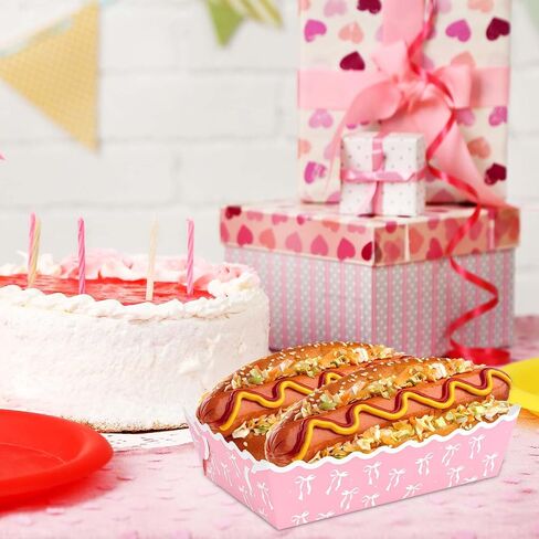 80 Pcs Pink Bow Paper Food Trays Pink Coquette Bowknot Kraft Paper Boat Trays for Birthday Wedding Baby Shower Party Decor(Tray1) in Saudi Arabia