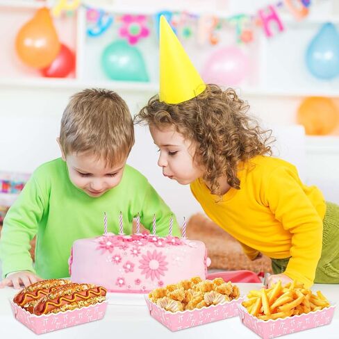80 Pcs Pink Bow Paper Food Trays Pink Coquette Bowknot Kraft Paper Boat Trays for Birthday Wedding Baby Shower Party Decor(Tray1) in Saudi Arabia