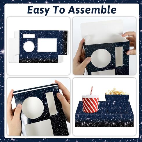 48Pcs Movie Night Supplies 24 Movie Night Snack Trays with 24 Popcorn Bags Theater Snack Boxes Cinema Theme Party Paper Food Trays Red and White Striped Food Boats for Family Kids Birthday Party in Saudi Arabia