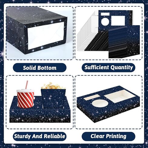 48Pcs Movie Night Supplies 24 Movie Night Snack Trays with 24 Popcorn Bags Theater Snack Boxes Cinema Theme Party Paper Food Trays Red and White Striped Food Boats for Family Kids Birthday Party in Saudi Arabia