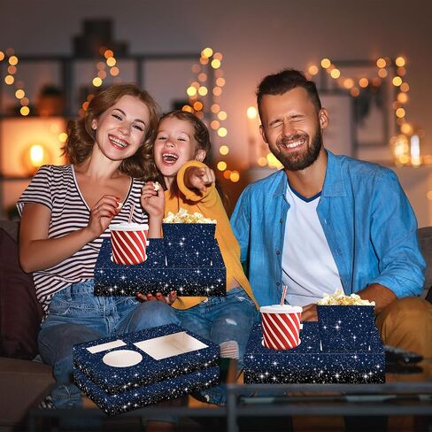 48Pcs Movie Night Supplies 24 Movie Night Snack Trays with 24 Popcorn Bags Theater Snack Boxes Cinema Theme Party Paper Food Trays Red and White Striped Food Boats for Family Kids Birthday Party in Saudi Arabia