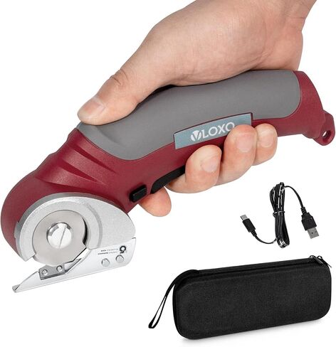 VLOXO Electric Scissors, Cordless Cardboard Cutter Power Box Cutter with Safety Lock, Multi-Cutting Tools for Cardboard, Rechargeable Mini Scissors for Plastic Leather Canvas with Storage Box Orange in Saudi Arabia