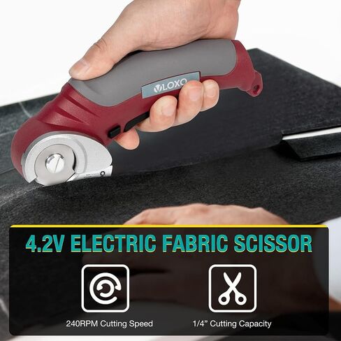 VLOXO Electric Scissors, Cordless Cardboard Cutter Power Box Cutter with Safety Lock, Multi-Cutting Tools for Cardboard, Rechargeable Mini Scissors for Plastic Leather Canvas with Storage Box Orange in Saudi Arabia