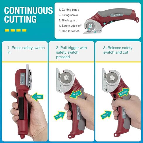 VLOXO Electric Scissors, Cordless Cardboard Cutter Power Box Cutter with Safety Lock, Multi-Cutting Tools for Cardboard, Rechargeable Mini Scissors for Plastic Leather Canvas with Storage Box Orange in Saudi Arabia