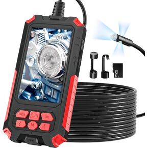 [Triple Lens] كاميرا منظار المنظار مع الضوء ، 32.8 قدم Borescope مع بطاقة 32 جيجابايت - 4.5 "و IP68 كاميرا فحص الصرف الصحي مع شاشة مقسمة 1080 بكسل للسباكة ، هدايا أعياد الميلاد للرجال ، أدوات للرجال in Kuwait
