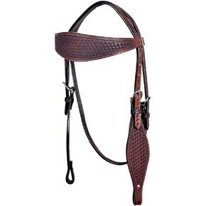 HILASON Western Horse Headstall Breast Collar Set Genuine American Leather Basket Weave Dark Brown | for Horses in Kuwait