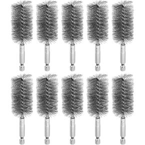 HARFINGTON 5Pcs 304 Stainless Steel Bore Brush 10mm Dia 4" Long Cleaning Twisted Wire Brush with Handle 1/4" Hex Shank for Tubes, Ports, Bearings in Saudi Arabia