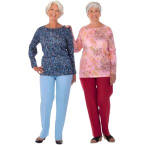 Women's Scoop Neck Shirt and Pants Set - Long Sleeve Casual Outfits for Women in Saudi Arabia