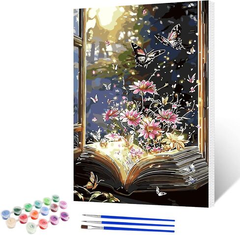 NAIMOER Paint by Numbers Kits for Adults Beginner with Wooden Framed, Blue Lilac Flowers Color by Numbers on Canvas Painting Kits for Adults, Easy Paint DIY Acrylic for Home Wall Decor 12X16 Inch in Saudi Arabia