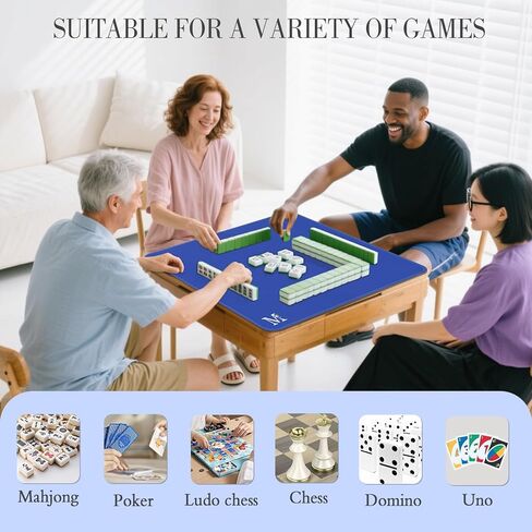 Mahjong Mat | الحد من الضوضاء المضادة للانزلاق النيوبرين ، التصميم البسيط والتطريز | 32.4x32.4 بوصة وردي | مثالي ل Mahjong ، ألعاب الطاولة وألعاب البلاط | هدية أنيقة (رسالة مخصصة) in Kuwait