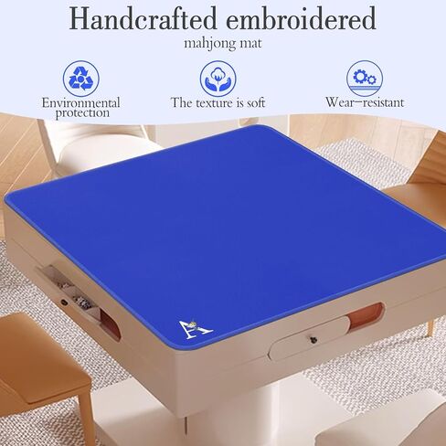 Mahjong Mat | Neoprene Anti-Slip Noise Reduction, Simple Design & Embroidery | 32.4x32.4 Inch Pink | Perfect for Mahjong, Board Games & Tile Games | Elegant Gift(Custom A Letter) in Kuwait