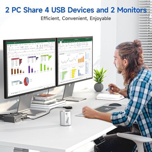 8K KVM Switch 1 Monitor 2 Computers 8K@60Hz 4K@120Hz ، HDMI KVM Switch مع 3 منافذ USB 3.0 ل 2 أجهزة كمبيوتر تشارك 1 طابعة فأر لوحة المفاتيح ، مع كبلتين USB ووحدة التحكم in Kuwait
